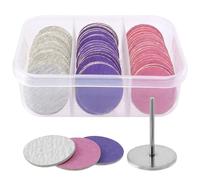 Mesee 60Pz Set Carta Vetrata per Unghie 180# Dischi Abrasivi per Pedicure con Scatola Trasparente, Dischi Carta Vetrata di Ricambio con Punte Fresa Unghie 25mm Levigatura per Manicure Pedicure