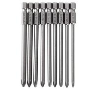 Mesee 9 Pezzi Punte per Cacciavite a Croce Phillips Magnetiche, Punte per Cacciavite a Testa Phillips Magnetiche con 1/4" Gambo Esagonale in Acciaio S2 PH1 PH2 100mm