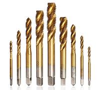 Mesee 9Pz Maschi per Filettatura Spirale in Acciaio HSS, Maschi Macchina per Filettare Assortimento M2 M2.5 M3 M4 M5 M6 M8 M10 M12 Strumento di Maschiatura Filettatura Elicoidale Rivestito in Titanio