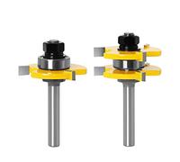 Mesee Fresa Scanalatura da 8 mm, Set di 2 Fresa a Disco per Linguette Scanalature Router Bit Set Punte per Falegnameria, Fresa a Forma T Scanalata 3 Denti Fresa per Lavori Taglio Legno