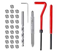 Mesee Kit di 30 Pezzi Riparazione della Filettatura M5, Set di Riparazione con Punta Elicoidale, Tap Filettato, Chiave, Inserti Filettati in Acciaio Inossidabile per Riparazione Filetti Danneggiati