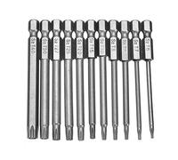 Mesee Set di 11 Punte per Cacciavite con Testa Torx Cava Magnetica T6-T40 e Asta Esagonale da 1/4" in Acciaio S2 da 75 mm Punte di Sicurezza Inviolabili per Cacciaviti Elettrici a Asta Esagonal