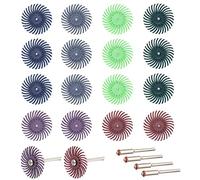 Mesee Set di 18 spazzole abrasive da 25 mm, per levigatura e lucidatura radiale, 80/120/220/400/600/1000