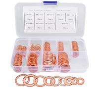 Mesee Set di 200 rondelle in rame assortito M5 M6 M8 M10 M12 M14 Tappo per coppa olio, rondelle piatte, guarnizioni in rame metrico di ricambio per anelli o anelli in rame (9 misure)