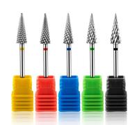 Mesee Set di 5 punte per trapano per unghie, con punta affusolata, in carburo di tungsteno, 3/32 pollici, punte professionali elettriche per cuticole per rimozione cuticole in gel acrilico, unghie e