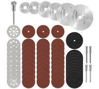 Mesee Set di 60 mini dischi da taglio diamantati, HSS per sega circolare, set di dischi da taglio con gambo da 3 mm, strumento rotante per utensili rotanti, per legno, plastica, rame, pietra