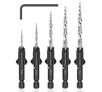 Mesee Set di Punte da Trapano per Svasare, Set di 5 Punte Regolabile per Svasatura con Codolo Esagonale da 1/4" a Cambio Rapido, 5 Punte Facilmente Sostituibili con Chiave Esagonale