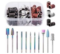 Mesee Set di punte per trapano per unghie, 10 pezzi in carburo di tungsteno + 75 fasce abrasive per unghie con punta a mandrino, punte per rimuovere cuticole in gel acrilico, frese rotanti elettriche