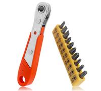 Mesee Set Mini Chiave a Cricchetto Reversibile, Mini Cacciavite a Cricchetto con 10 Punte per Cacciavite 110mm Chiavi a Cricchetto Magnetica da 1/4" per Riparazione Multifunzionale