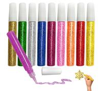 Mesen 10 Pezzi Colla Glitter Originale, Colla Glitter per Artigianato, Decorazione e Design Creativo in Tubo con Punta Fine, Penne Glitter per Arti e Mestieri Fai da Te