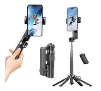 Mesenymm Stabilizzatore cardanico per smartphone con telecomando, selfie stick e treppiede, interruttore orizzontale/verticale one-touch e rotazione automatica a 360°, compatibile con iPhone e Android