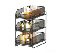 Mesh 2-Tier Pull-Out Under-Sink Organizer for Kitchen and Bathroom | Wavensylvo carbon steel mesh structure,slide-out pull-out basket design, strong load bearing,maximizes space
