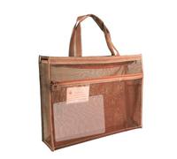 Mesh Art Supply Bag - Borsa per la spesa portatile A3 - Borsa per l'organizzazione di arte | Borsa trasparente con manico e chiusura lampo - Borsa per arte per manifesti, pittura e insegnamento, cachi