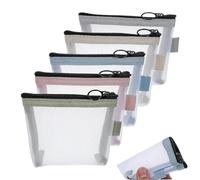 Mesh Bag, 5x Large Capacity Organizer, 3.94x1.18in Lightweight Breathable Design, Multipurpose Storage Tote, Portable Zippered Bags for Toiletries, Cosmetics, Travel and Vacation