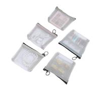 Mesh Bag, Large Capacity Tote Organizer, 3.94x1.18in 5x Zippered Travel Bag, Toiletry Cosmetics Case, Jewelry Storage for Portable Design, Women, Outdoor Vacation, Girls