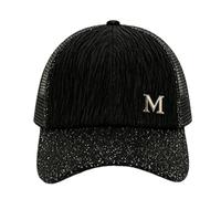 Mesh Baseball Hat Glitter Sequin Curved Brim Catching Loo Letter Adjustable