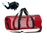 Mesh Dive Bag, Cylindrical Swim Bag, Waterproof Sports Duffle, 265g/22.83x10.63x10.63 Inches (Black/red) Large Capacity Sports Gear Container for Diving