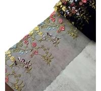 Mesh Embroidered Soft Tulle Lace Fabric Trim Flower Sewing Crafts Diy Handmade Sexy Patchwork Supplies Craft Decorative(ROSE RED)