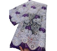 Mesh Lace Fabric Milk Silk Embroidered With Sequins For Women Dress,2.5Yards(Olive)