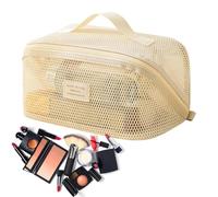 Mesh Makeup Bag - Meshs Makeup Bags, Nylon Mesh Cosmetic Bag Portable Zipper | Portable Breathable Pouch With Handle | Cosmetic Bags For Women Vacation Skincare Brush Lipstick Toiletries Mirror