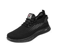 Mesh Slip On Sneaker da uomo, traspiranti, suola morbida, scarpe da corsa, leggere, in tinta unita, per il tempo libero, sportive, scarpe da corsa su strada, antiscivolo, Nero , 41 EU