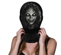 Mesh Stage Performance Cosplay Headgear, Halloween Face Masque, Ghost Print | Full Cover, Themed Event Accessory, Masque with Elastic Fit Band, Headgear for Performers Carnival Stage