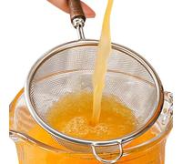 Mesh Strainer - Strainers For Kitchen | Stainless Steel Reusable Handheld Sifter Skimmer With Wood Handle, Walnut For Cooking, Brewing, Frying, Tea sciolto, Rice Washing & Juicing