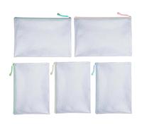 Mesh Zipper Pouch Set - 5 Pack Waterproof Clear Organizer Bags, A4 Trasparente Document Holder For Office School Supplies | Visible Storage For Cosmetics Travel Accessories Puzzles Games