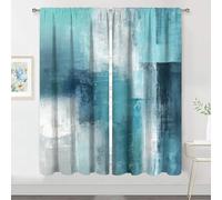 MESHELLY Tende turchese grigio astratto verde acqua 42Wx63H tasca asta blu acqua grigio arte pittura moderna contemporanea acquerello sfondo olio stampa fresco soggiorno camera da letto tende per
