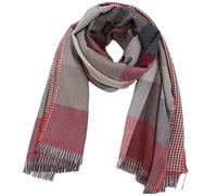 MESHIKAIER 180x70cm Autunno Inverno Uomo Lunghe Sciarpa Caldo Multicolore Fazzoletti da Collo con Nappe (Rosso)