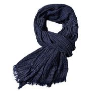 MESHIKAIER 200x80cm Autunno Inverno Uomo Lunghe Sciarpa Caldo Fazzoletti da Collo con Nappe (Dark Blue)