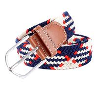 MESHIKAIER Unisex Multicolore Elastica Cintura Donna Uomo Cinghia Intrecciata Pelle Flessibile Quotidiano Cintura Casual Pantaloni Cintura Fibbia in Metallo (Blu Bianca Rosso)