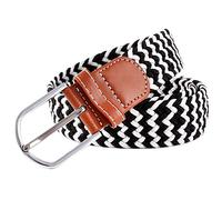 MESHIKAIER Unisex Multicolore Elastica Cintura Donna Uomo Cinghia Intrecciata Pelle Flessibile Quotidiano Cintura Casual Pantaloni Cintura Fibbia in Metallo (Nero Bianca)