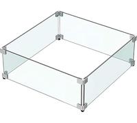 MESIDA 60 x 60 x 15 cm Camino in vetro temperato, camino spesso e stabile, dotato di staffe angolari rigide in alluminio e piedini in gomma