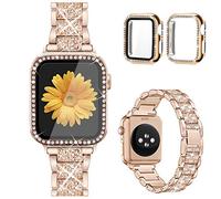 Mesime Compatibile con Apple Watch Band con custodia protettiva per lo schermo, cinturino di ricambio per gioielli da 45 mm, 44 mm, 42 mm, 41 mm, 40 mm, 38 mm, confezione da 2 custodie protettive