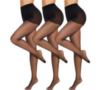 Mesing Collant Donna Curvy Elastico Vita Alta Resistenti Microfibra Leggins Trasparenti 20 Denari 1-3 Paia XS-3XL SW1106-XS-S-Black3pcs