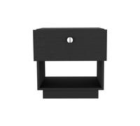 Mesita de noche de imitaci n madera negra de un caj n de 20""