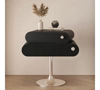 Mesita de noche vintage con dos cajones y una superficie abierta, ideal para colocar el móvil, libros o revistas, perfecta para el salón(Black,Large)