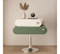 Mesita de noche vintage con dos cajones y una superficie abierta, ideal para colocar el móvil, libros o revistas, perfecta para el salón(Green,Large)