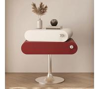 Mesita de noche vintage con dos cajones y una superficie abierta, ideal para colocar el móvil, libros o revistas, perfecta para el salón(Red,Small)