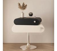 Mesita de noche vintage con dos cajones y una superficie abierta, ideal para colocar el móvil, libros o revistas, perfecta para el salón(White,Small)