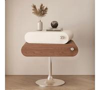 Mesita de noche vintage con dos cajones y una superficie abierta, ideal para colocar el móvil, libros o revistas, perfecta para el salón(Khaki,Medium)