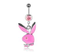 MESKEL 1pc Anelli per Ombelico Coniglio Anelli per Ombelico Coniglio Anelli per Pancia per Donne Gemma in Pietra Rosa Blu Coniglio Finto Piercing per Pancia Pin