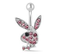 MESKEL 1pc Anelli per Ombelico Coniglio Anelli per Ombelico Coniglio Anelli per Pancia per Donne Gemma in Pietra Rosa Blu Coniglio Finto Piercing per Pancia Pin