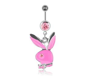 MESKEL 1pc Anelli per Ombelico Coniglio Anelli per Ombelico Coniglio Anelli per Pancia per Donne Gemma in Pietra Rosa Blu Coniglio Finto Piercing per Pancia Pin