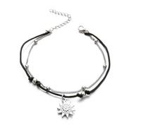 MESKEL Boho Cavigliere con perline multistrato per donna Moda Cavigliera con ciondolo sole Catena fatta a mano Bracciale per gamba con gioielli per feste