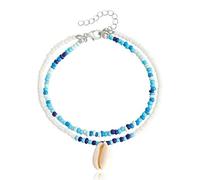 MESKEL Cavigliere da spiaggia in conchiglia naturale Boho Perline colorate Bracciale alla caviglia a catena a strati per donna Uomo Gioielli da viaggio per feste