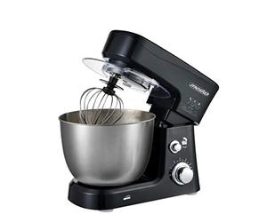 MESKO MS 4217 - Robot da cucina con ciotola da 3,5 l, in acciaio INOX, 6 velocità, gancio impasto, frusta, frusta, 1200 W, paraspruzzi, impastatrice