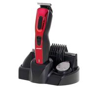 Mesko MS2931 Tagliacapelli Uomo Professionale, Rasoio Elettrico Barba, 5 in 1 Taglia Peli Corpo Naso e Orecchie, 5 Testine in Acciaio Inox, Regolabarba senza Fili, Rosso/Nero