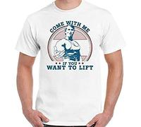 Mesn Short Sleeve T Shirt As Worn By Arnold Schwarzenegger Come with Me If You Want To Lift Men Funny T Shirt White M
